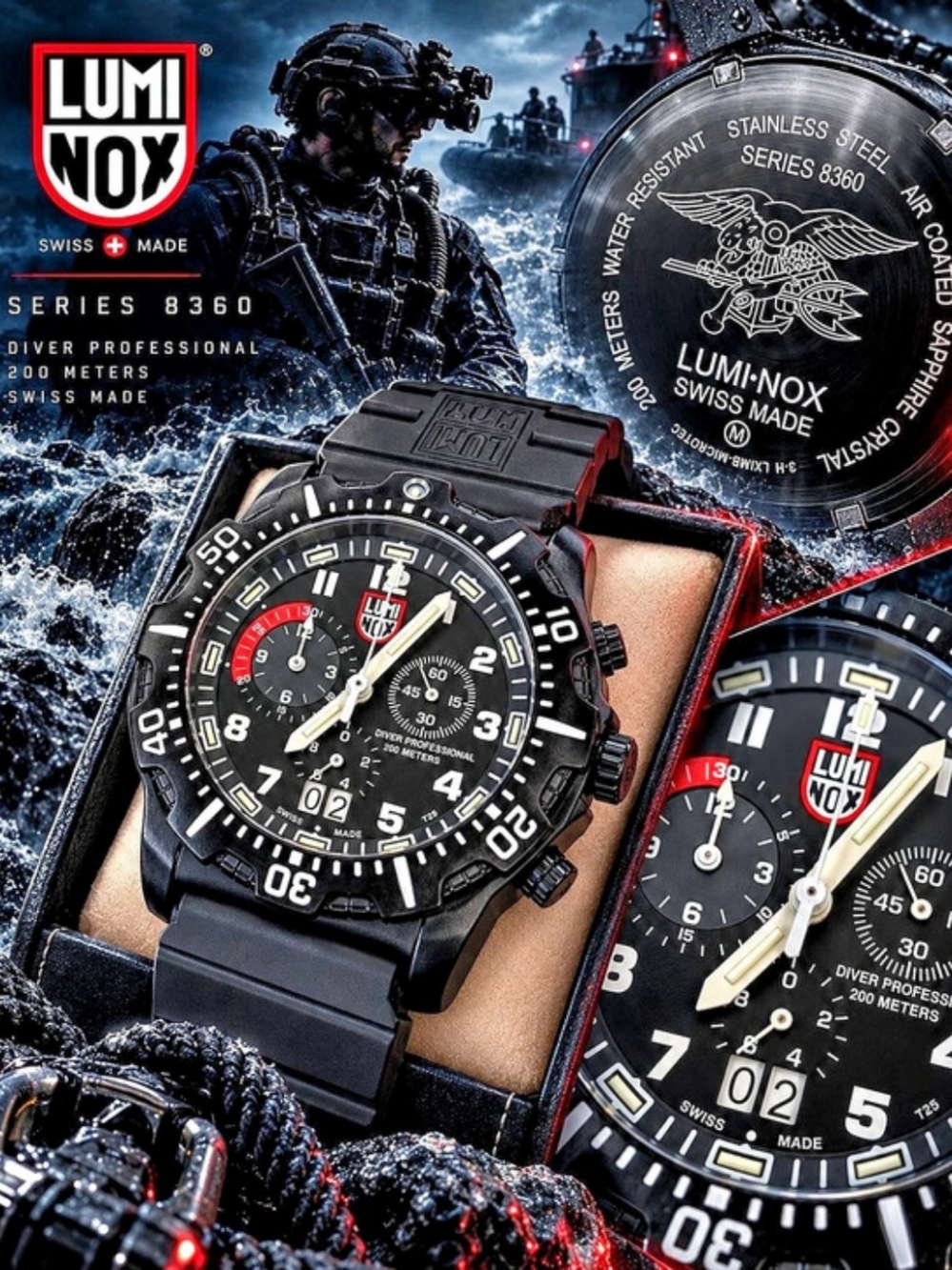 Luminox Navy SEAL Series 8360 Diver Professional Chronograph Swiss Made 200M